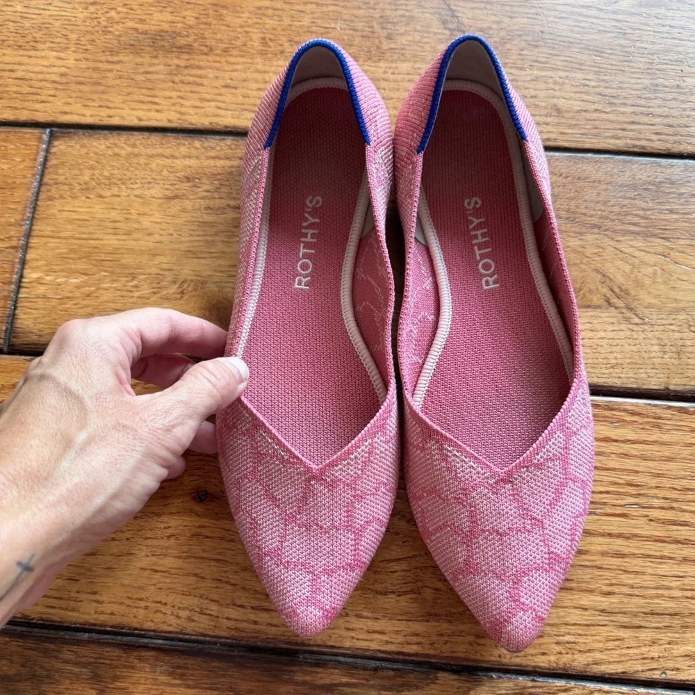 ROTHY'S Sz 8 Pink Rose Quartz Point Flats Limited Edition Unicorn Slip On Shoes